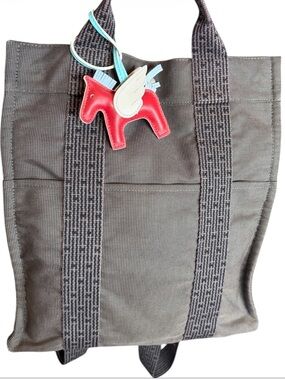 HERMES H LOGO CANVAS BACK PACK Unbranded Horse Charm
